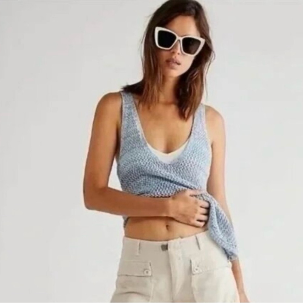 NWT FREE PEOPLE We The Free Under The Starlight Sleeveless Crochet Sweater Top - Picture 4 of 7